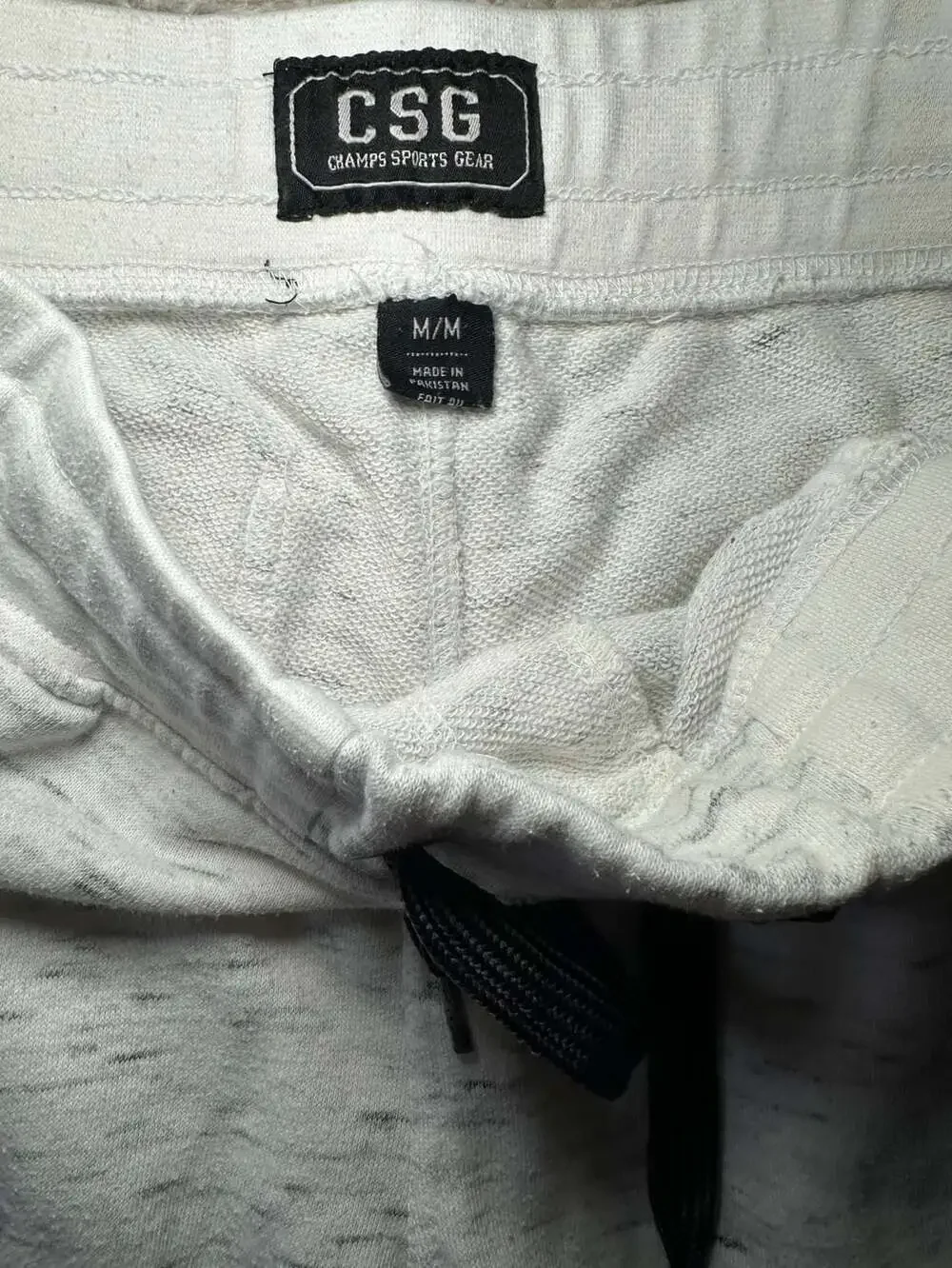 CSG Men's White and Grey Marled Sweat Shorts Drawstring Waist, Size M